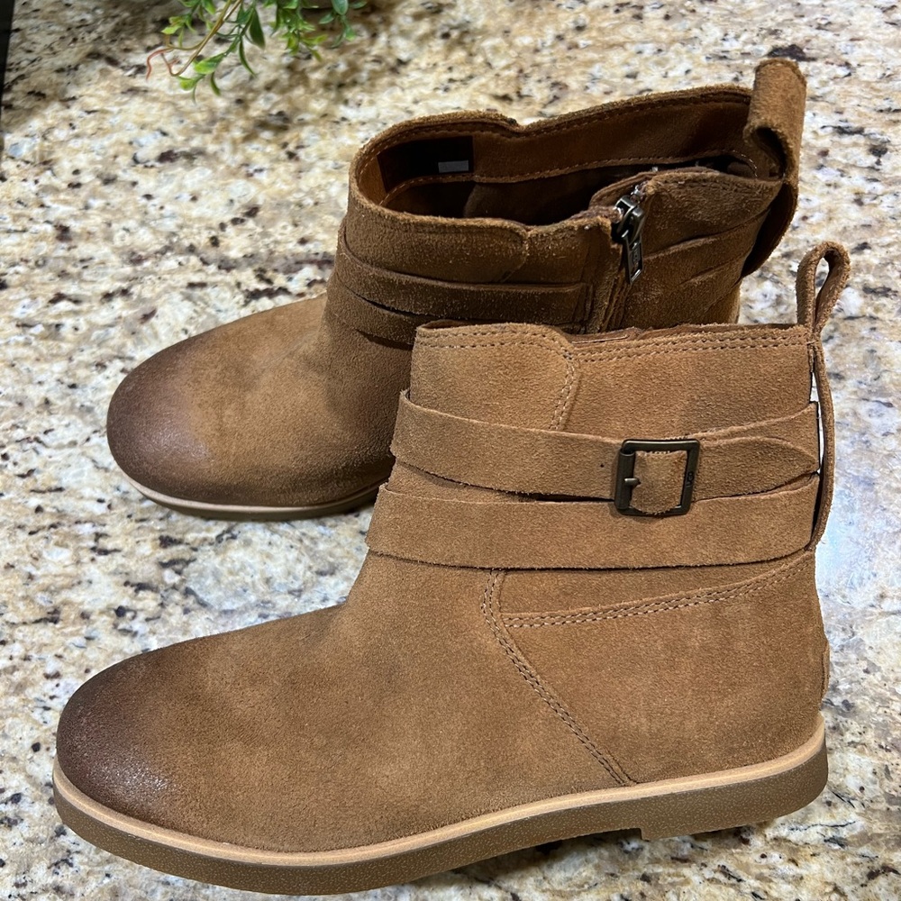 UGG Josfene Brown Distressed Suede Ankle Boots 8.5